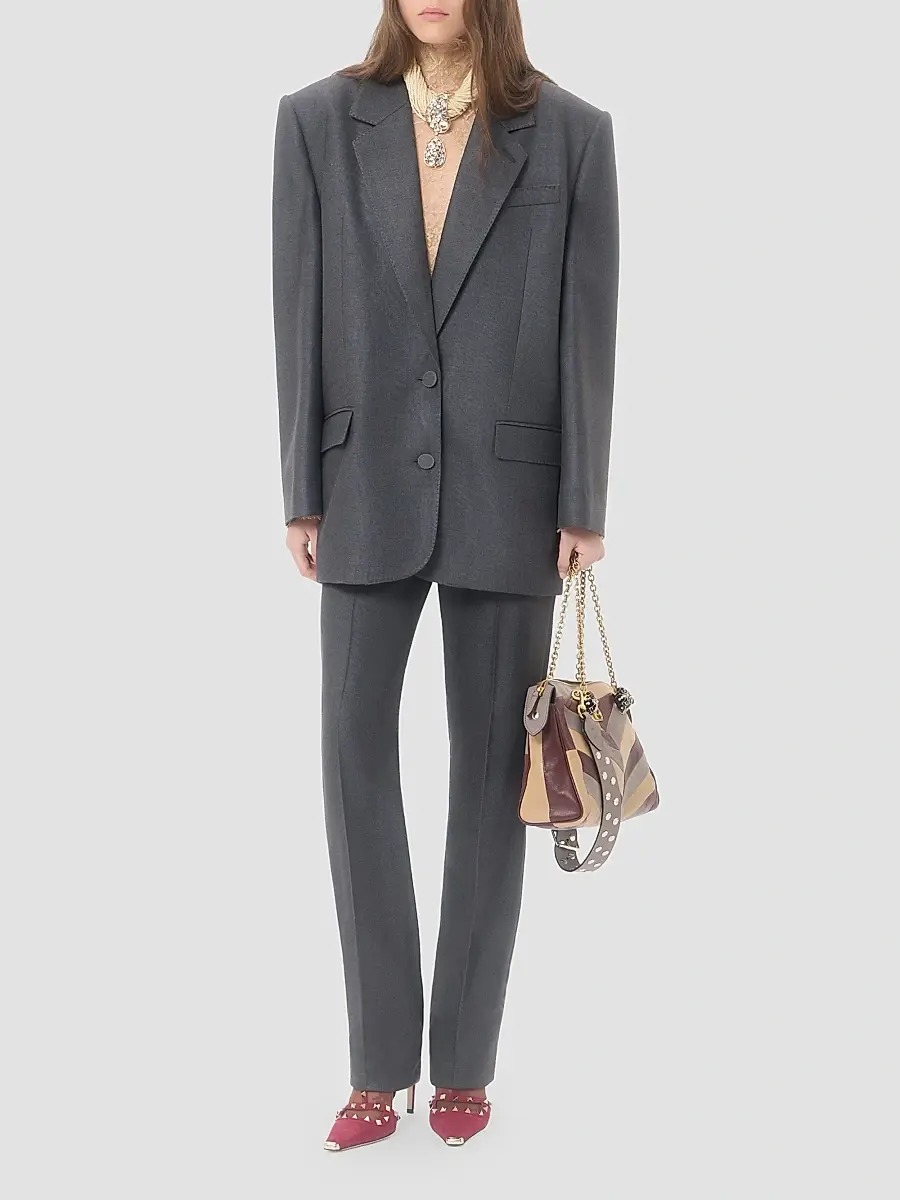 Valentino Women's Textured Silk Wool Pants | Thumbnail 2 Valentino Women's Textured Silk Wool Pants | Thumbnail 2