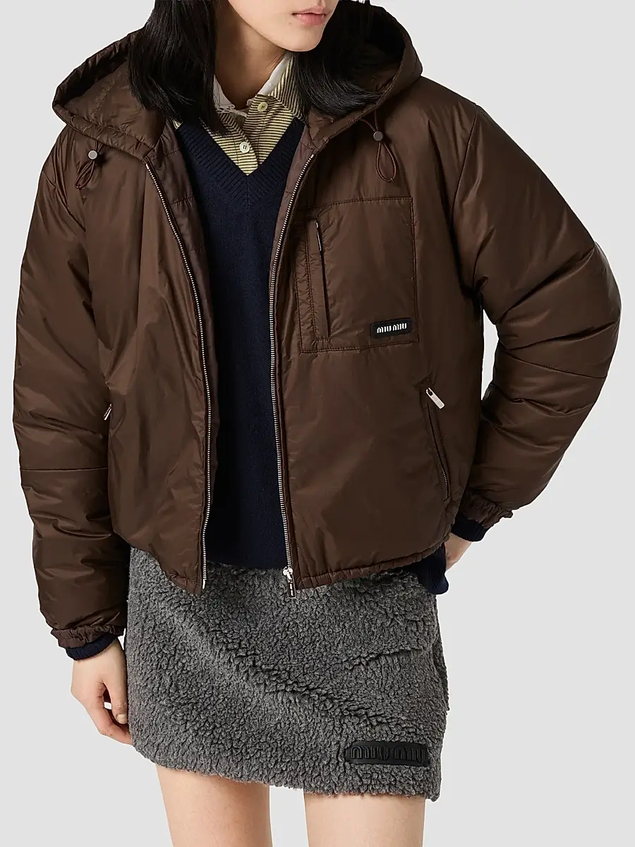 Miu Miu Women's Cropped Ripstop Down Jacket | Thumbnail 2 Miu Miu Women's Cropped Ripstop Down Jacket | Thumbnail 2