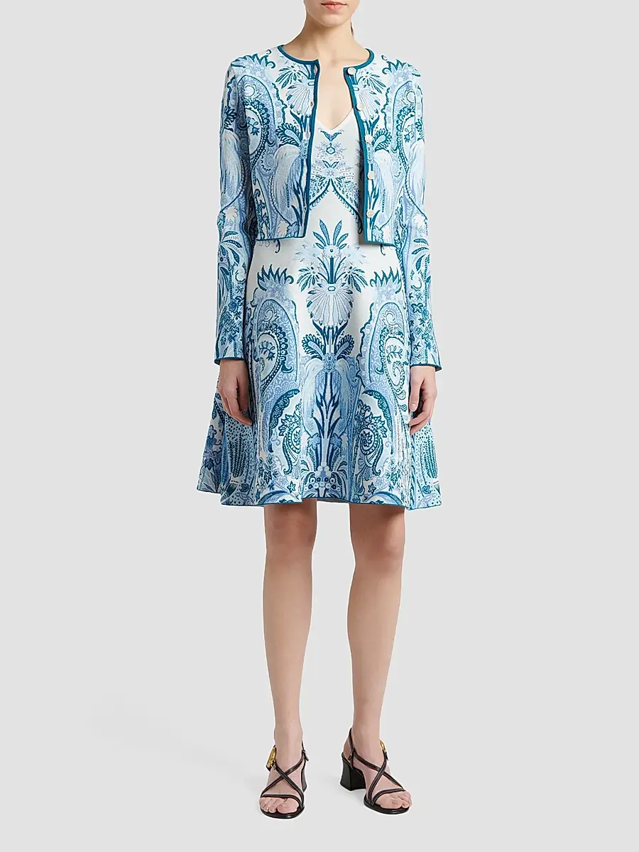 Etro Women's Printed Knit Crop Cardigan | Thumbnail 2