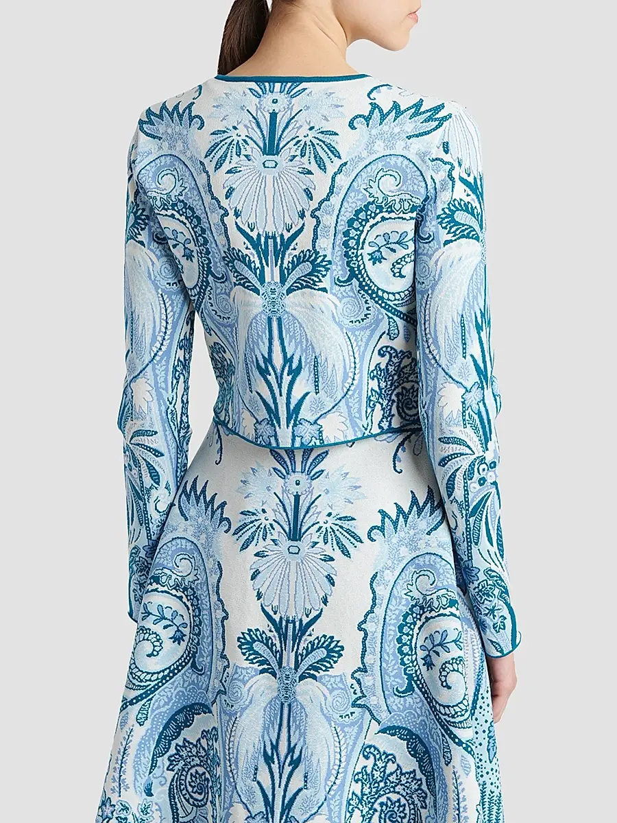 Etro Women's Printed Knit Crop Cardigan | Thumbnail 3