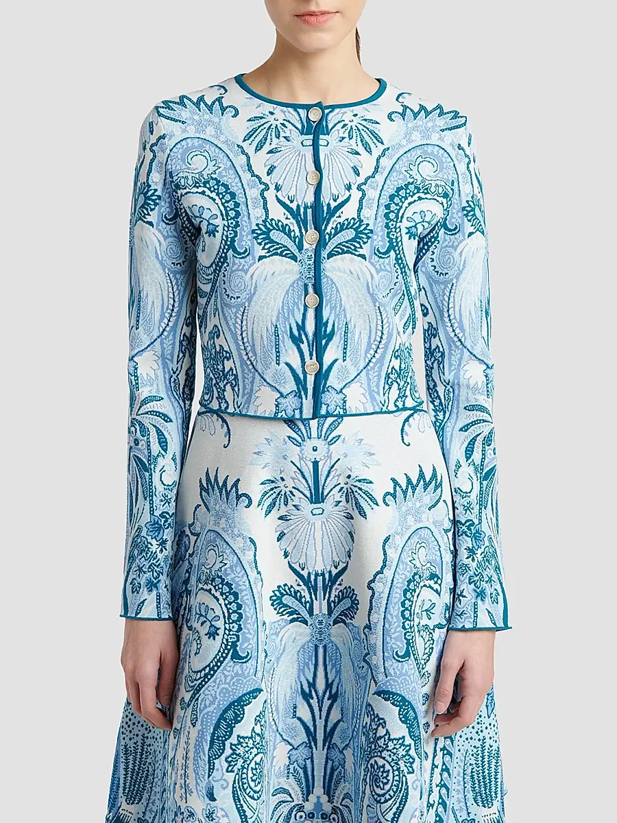 Etro Women's Printed Knit Crop Cardigan | Thumbnail 4