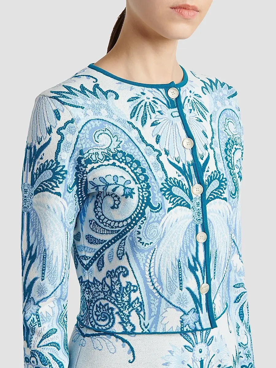 Etro Women's Printed Knit Crop Cardigan | Thumbnail 5
