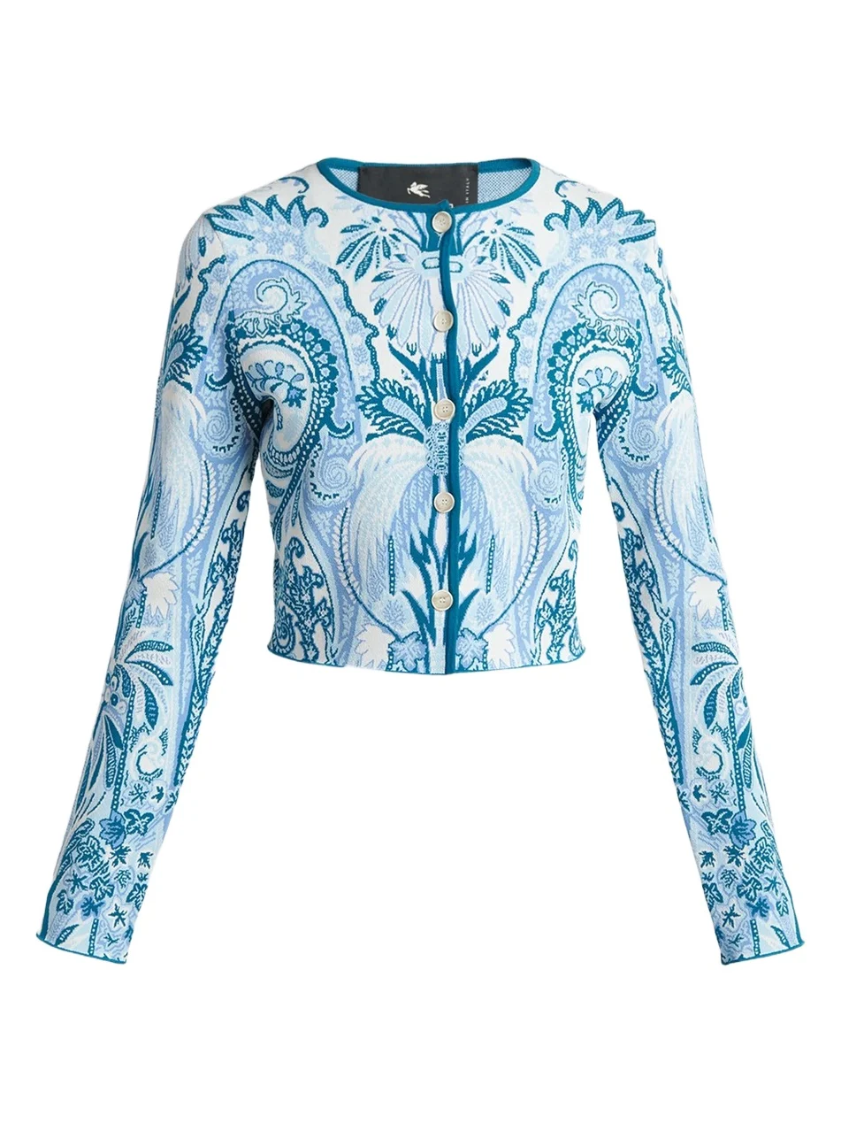 Women's Printed Knit Crop Cardigan Women's Printed Knit Crop Cardigan