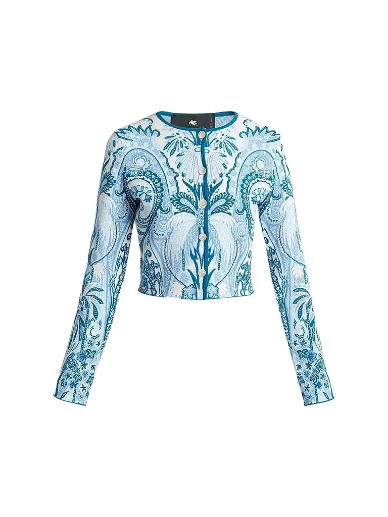 Etro Women's Printed Knit Crop Cardigan