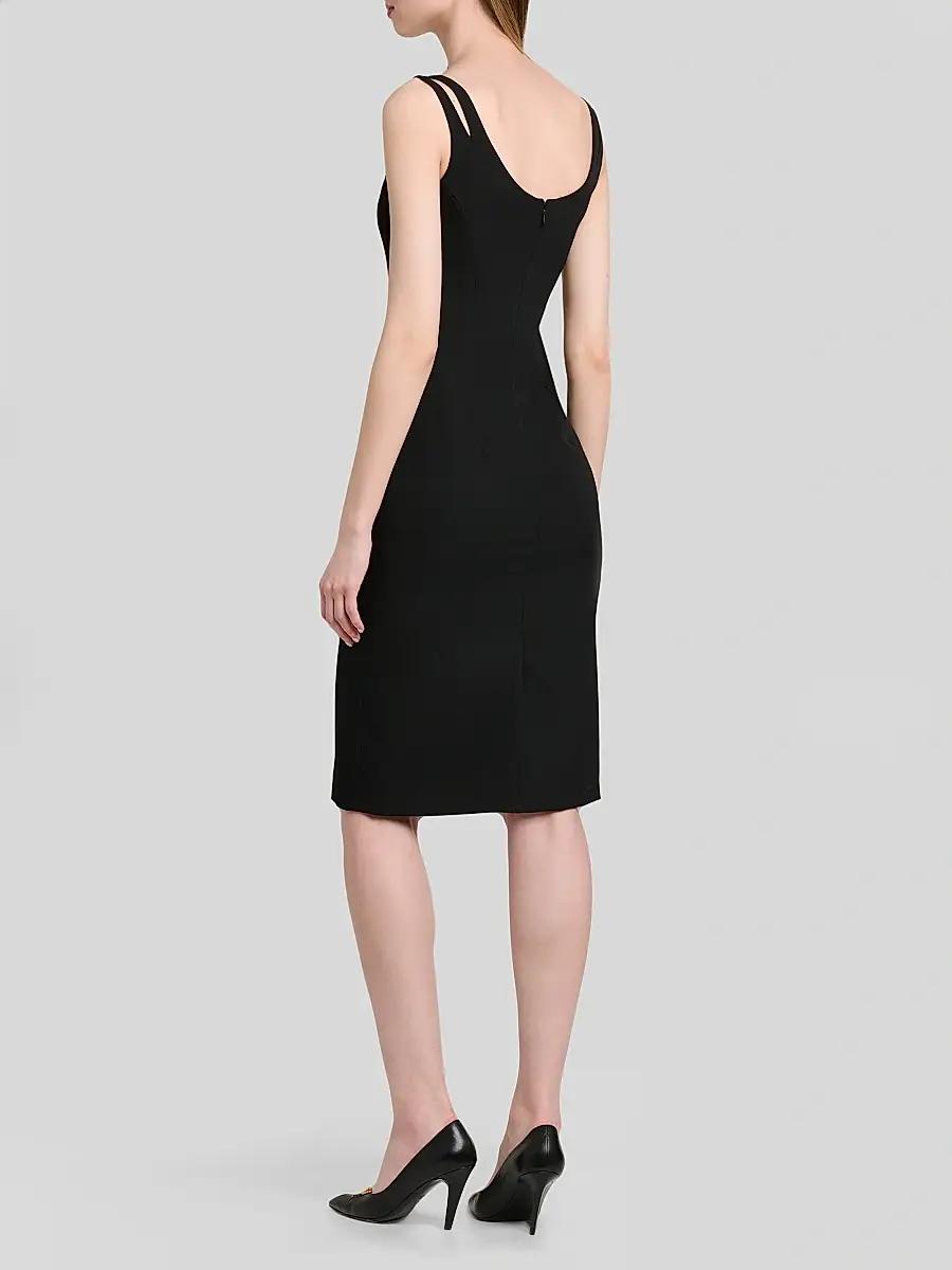 Versace Women's Medusa Button Wool Grain De Poudre Mini Dress | Thumbnail 3