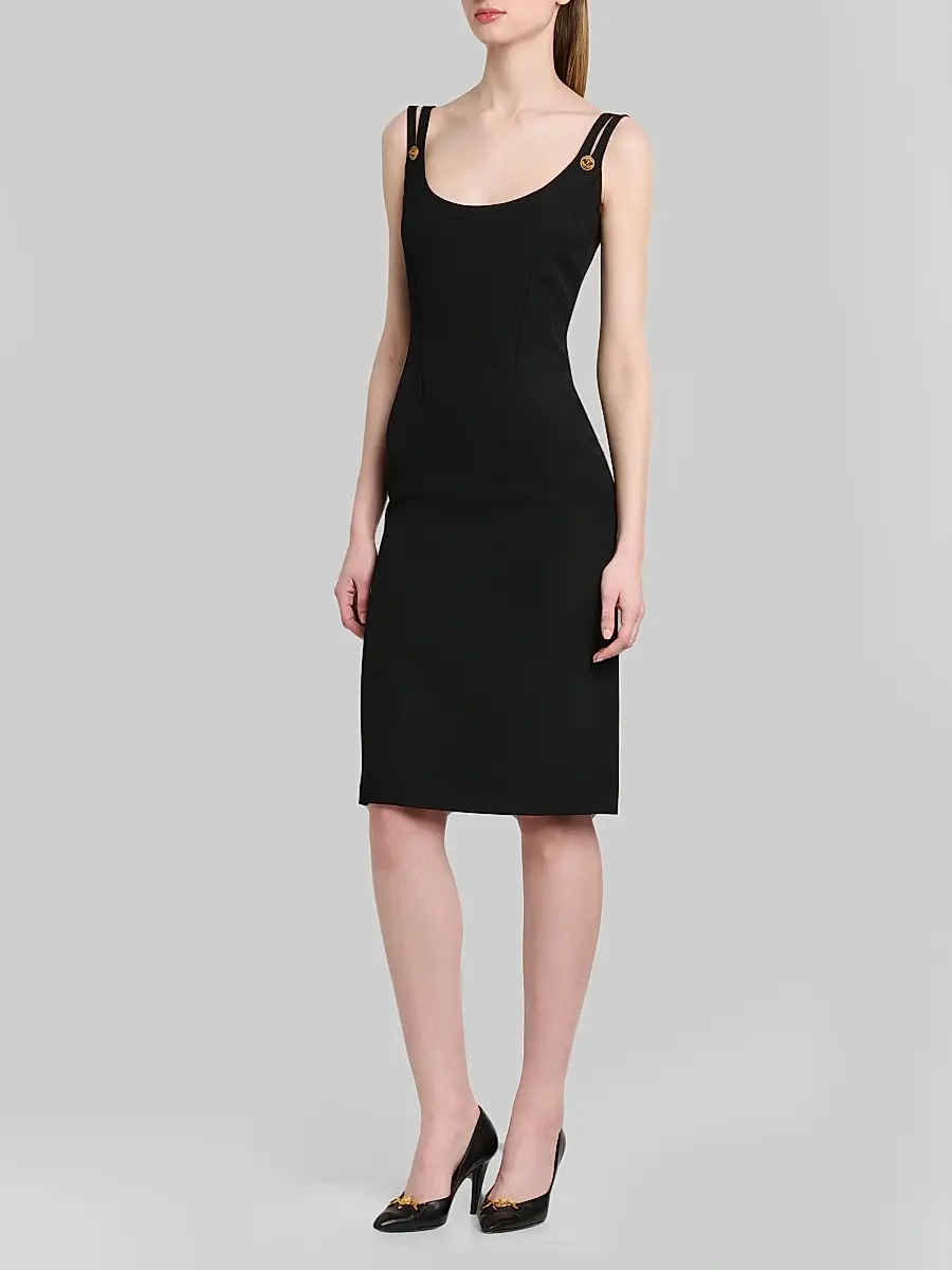 Versace Women's Medusa Button Wool Grain De Poudre Mini Dress | Thumbnail 4