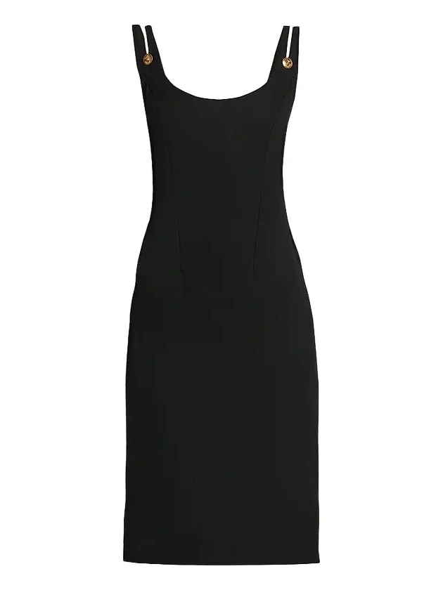 Versace Women's Medusa Button Wool Grain De Poudre Mini Dress