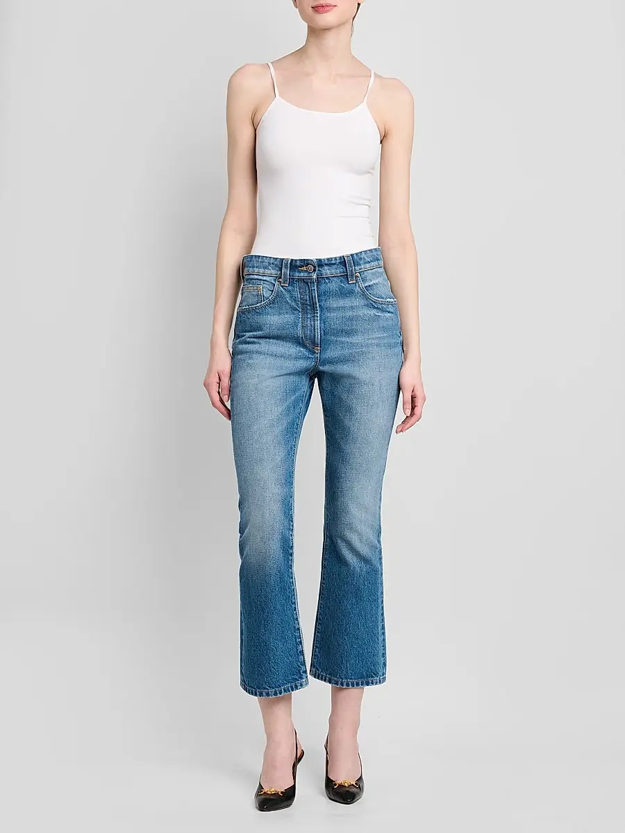 Versace Women's Stone-Wash Crop Slim Jeans | Thumbnail 2