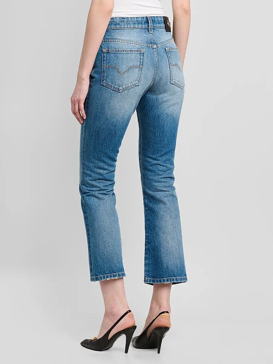 Versace Women's Stone-Wash Crop Slim Jeans | Thumbnail 3