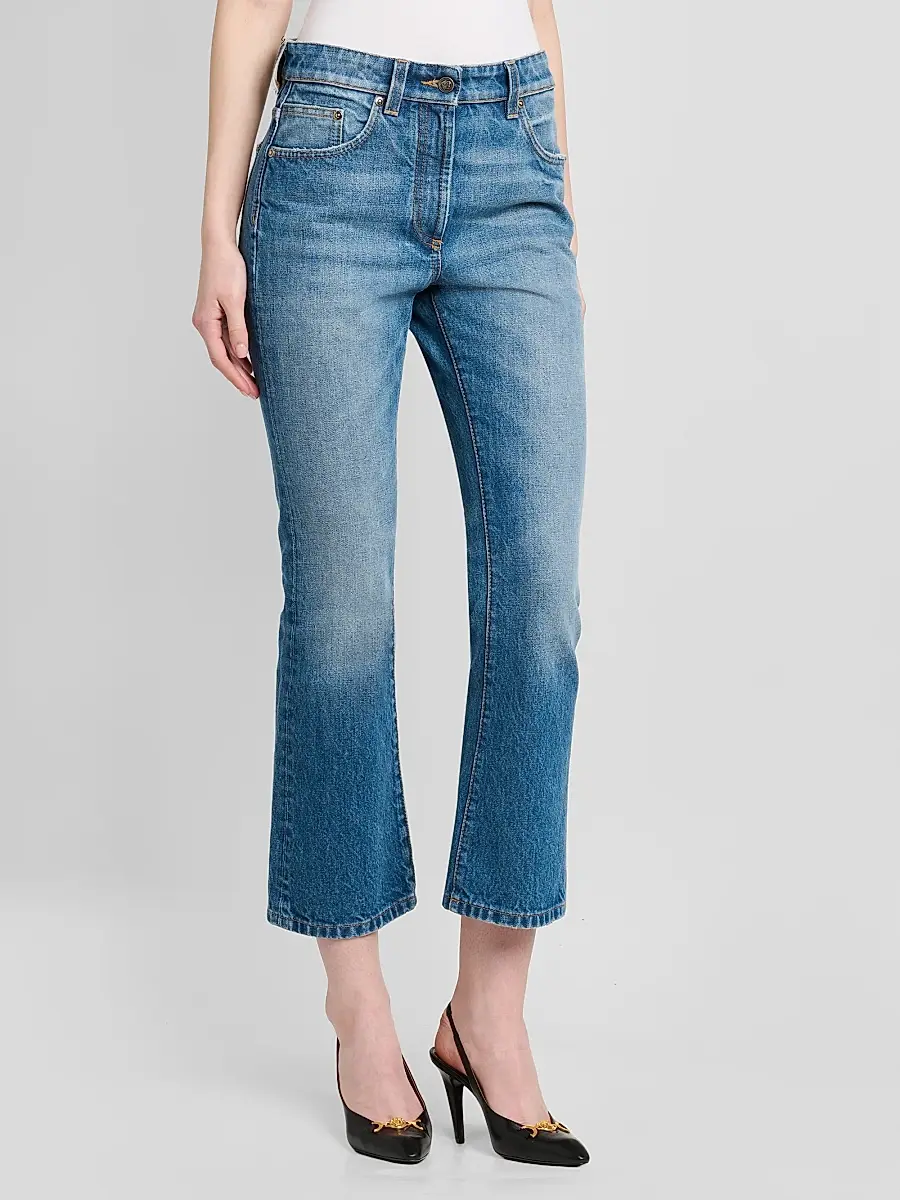 Versace Women's Stone-Wash Crop Slim Jeans | Thumbnail 4