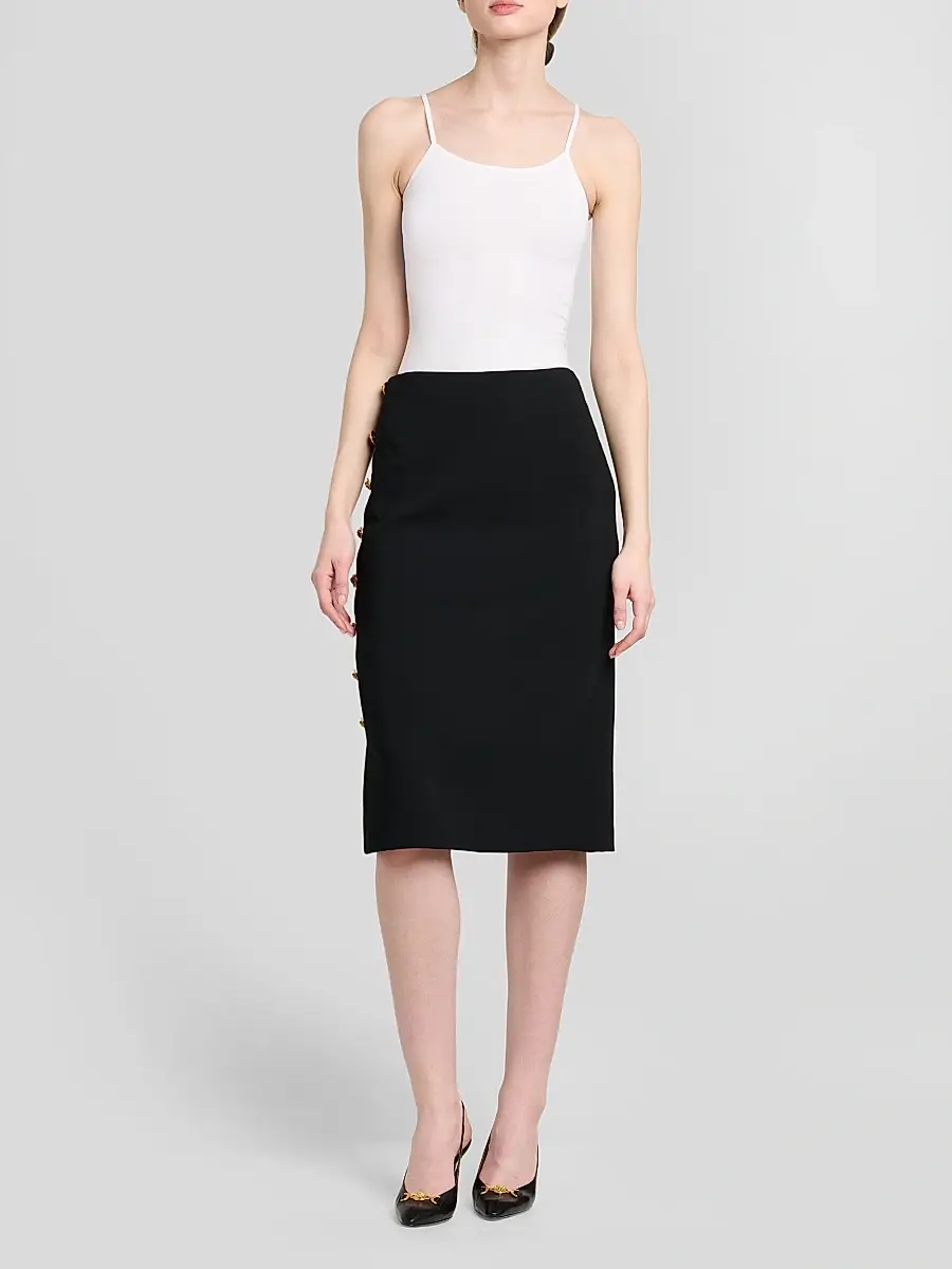Versace Women's Medusa Button Cady Pencil Skirt | Thumbnail 2