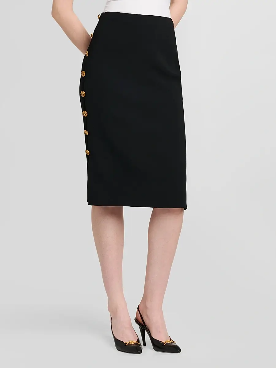 Versace Women's Medusa Button Cady Pencil Skirt | Thumbnail 4