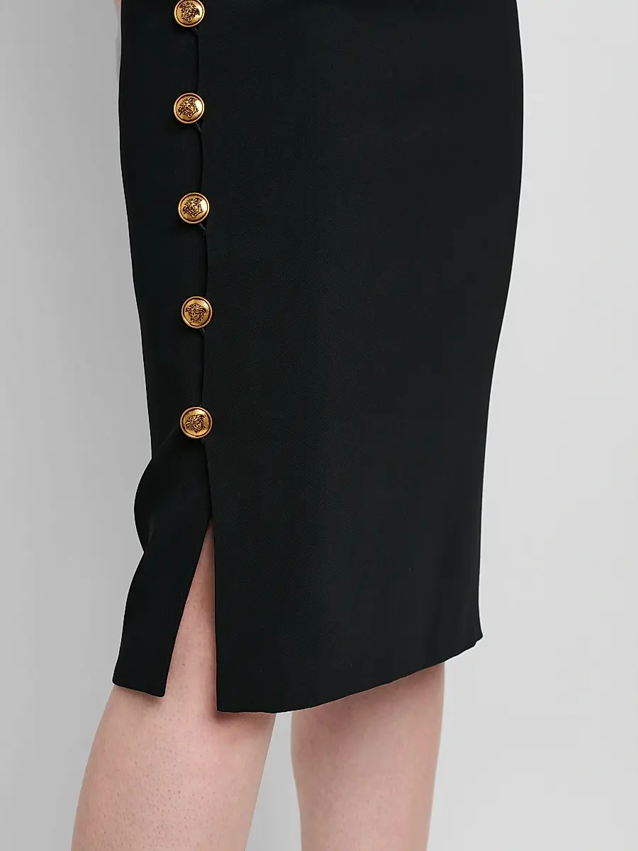 Versace Women's Medusa Button Cady Pencil Skirt | Thumbnail 5