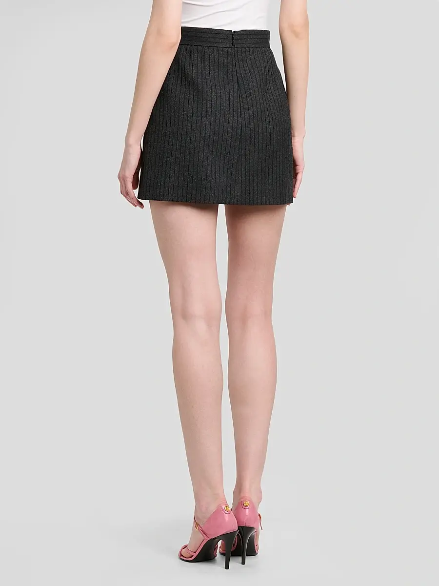 Versace Women's Pinstripe Wool Twill Mini Skirt | Thumbnail 3 Versace Women's Pinstripe Wool Twill Mini Skirt | Thumbnail 3