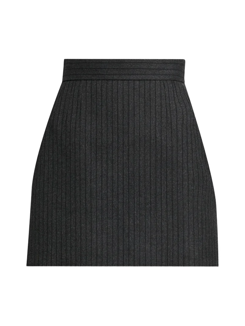 Women's Pinstripe Wool Twill Mini Skirt