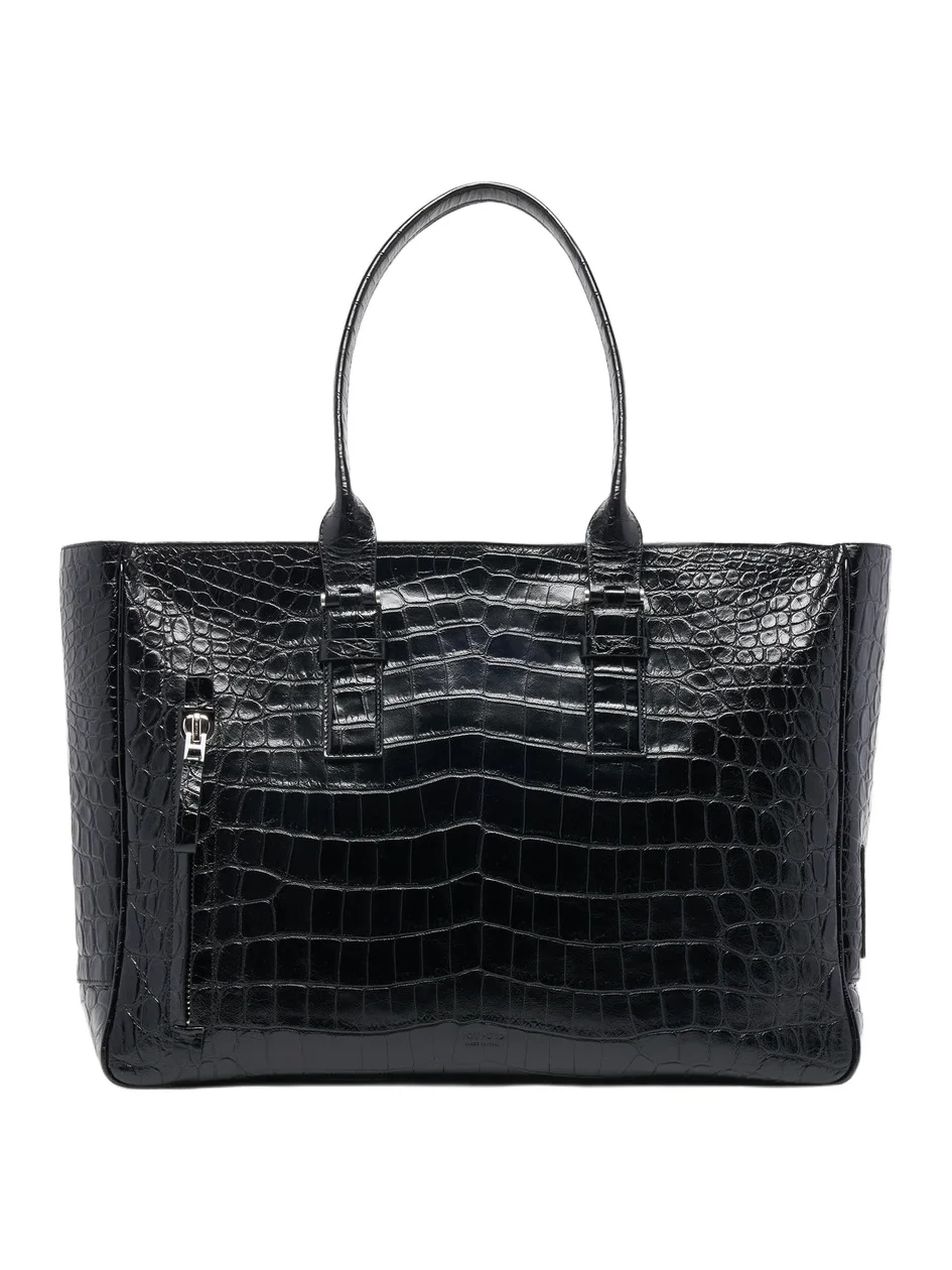 Tom Ford Men's Crocodile-Embossed Leather Tote Bag
