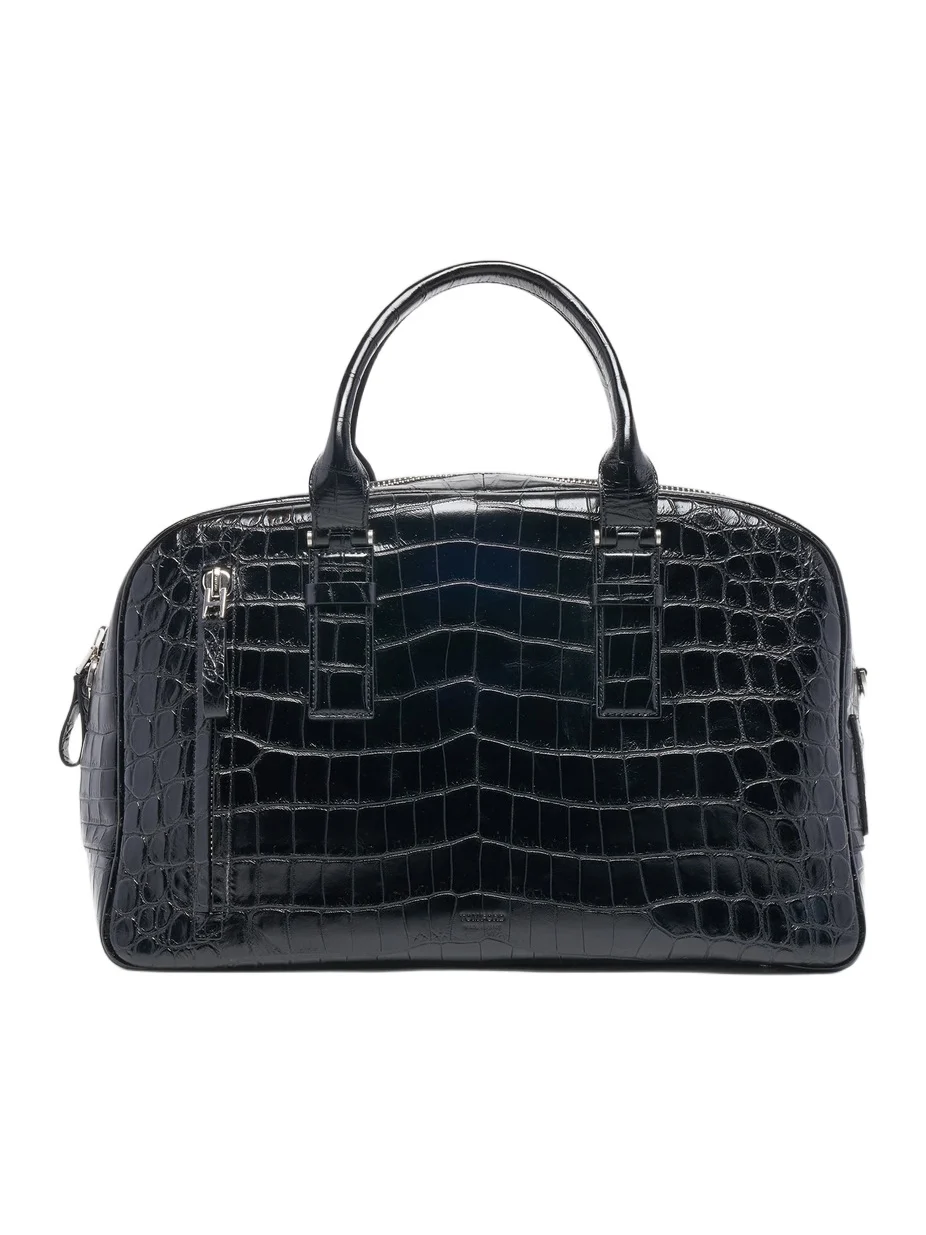 Tom Ford Men's Crocodile-Embossed Leather Top Handle Bag