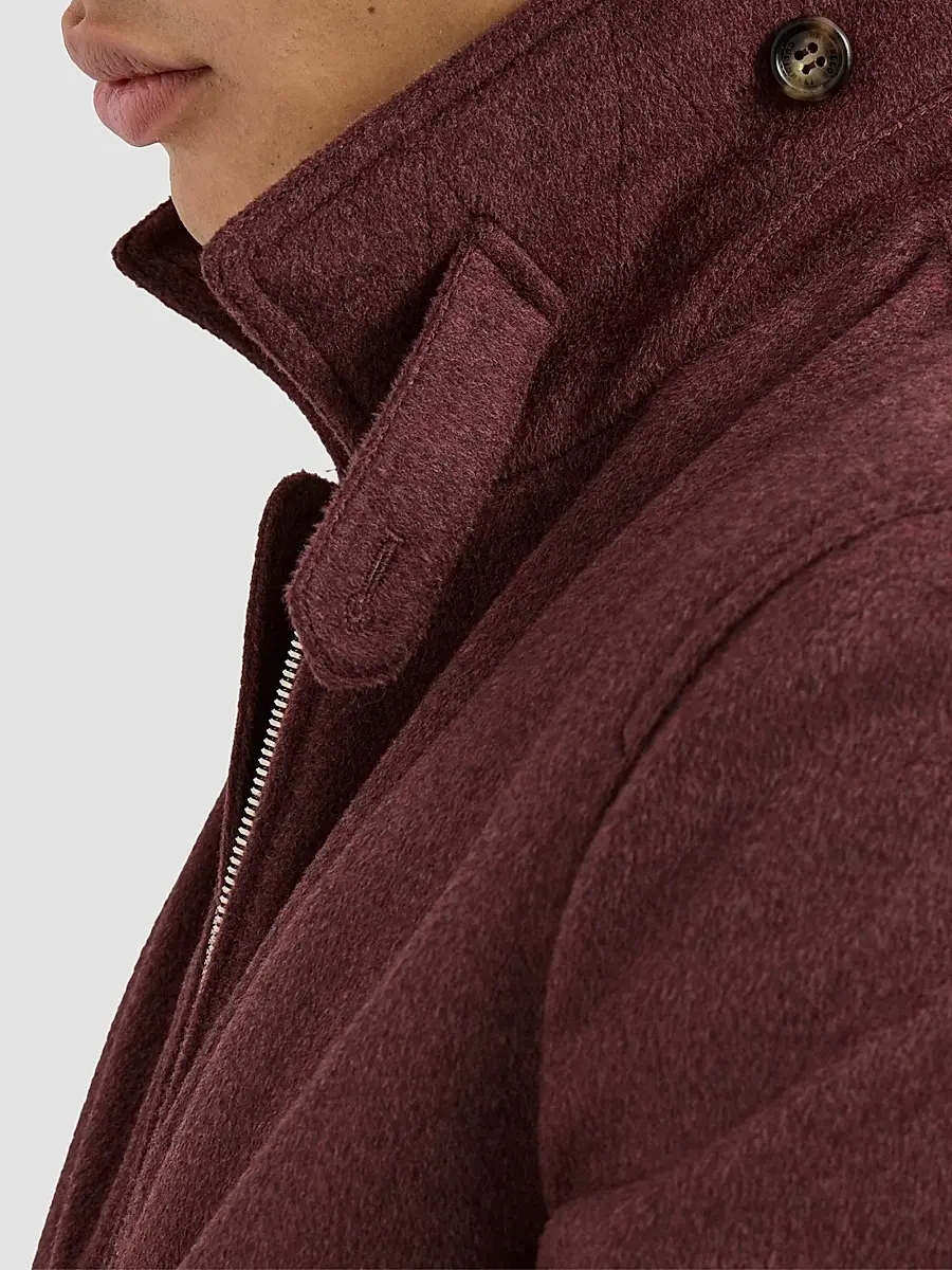 Brunello Cucinelli Men's Virgin Wool Beaver Cloth Bomber Jacket with Zipper - Lava | Thumbnail 5 Brunello Cucinelli Men's Virgin Wool Beaver Cloth Bomber Jacket with Zipper - Lava | Thumbnail 5