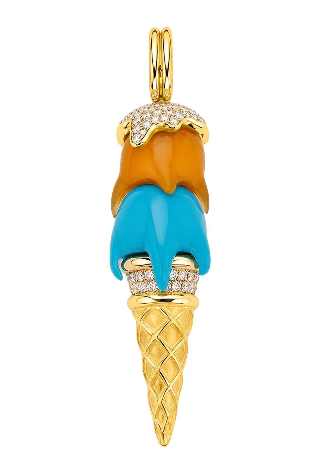 Chalcedony Turquoise Diamond Cone Pendant Chalcedony Turquoise Diamond Cone Pendant