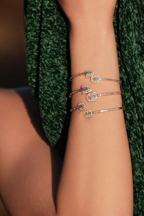 U LOS ANGELES Diamond Baguette U Duo Bangle Braclet | Thumbnail 2 U LOS ANGELES Diamond Baguette U Duo Bangle Braclet | Thumbnail 2