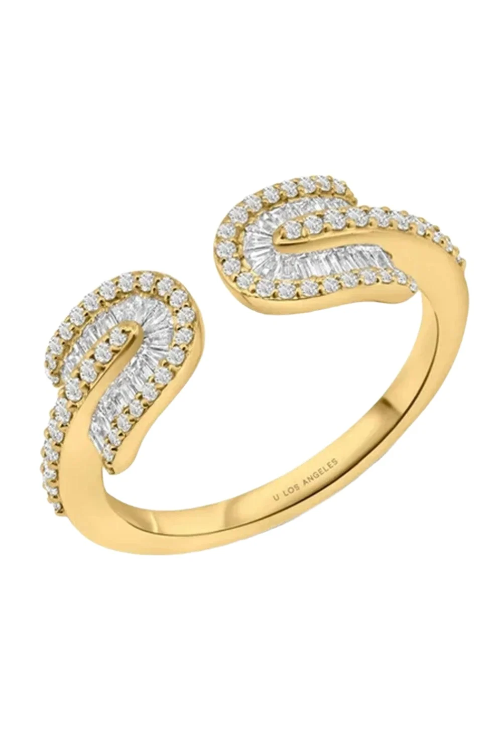 U LOS ANGELES Diamond Baguette U Duo Open Ring
