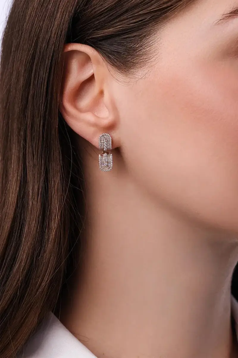 U LOS ANGELES Diamond Baguette U Floating Earrings | Thumbnail 2 U LOS ANGELES Diamond Baguette U Floating Earrings | Thumbnail 2