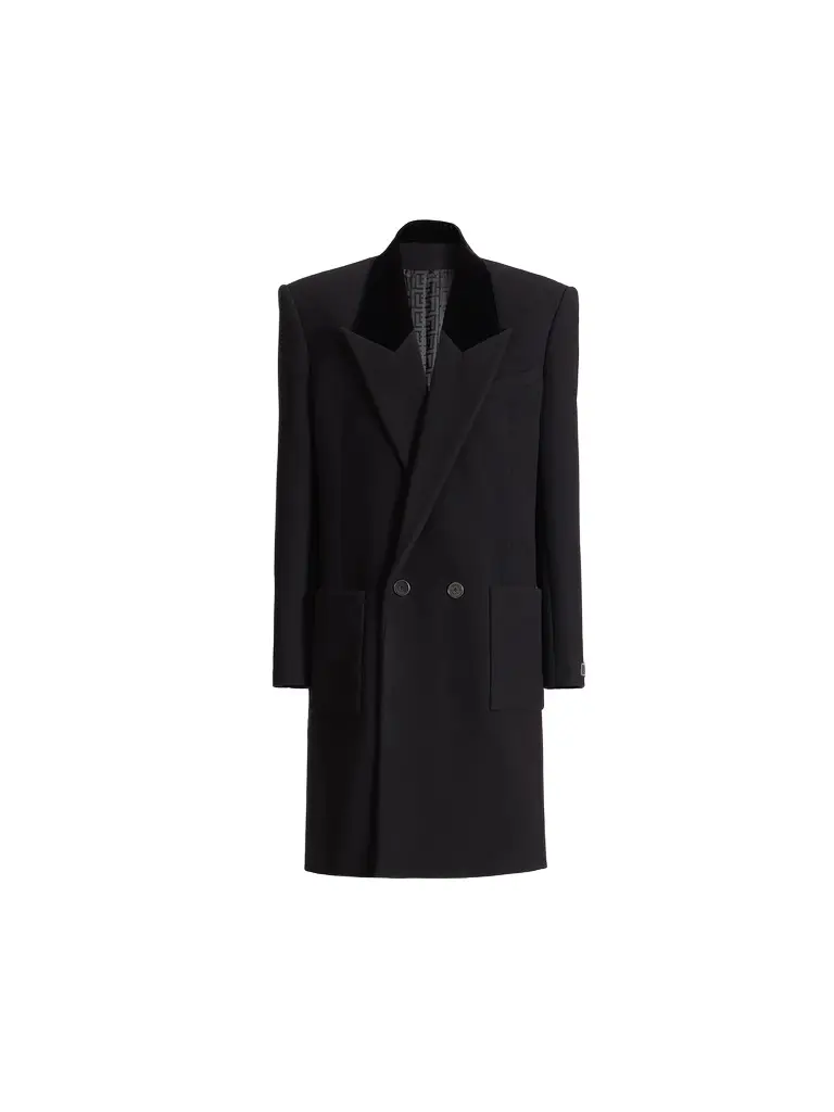 Balmain Long wool and velvet coat | Image 1 Balmain Long wool and velvet coat | Image 1