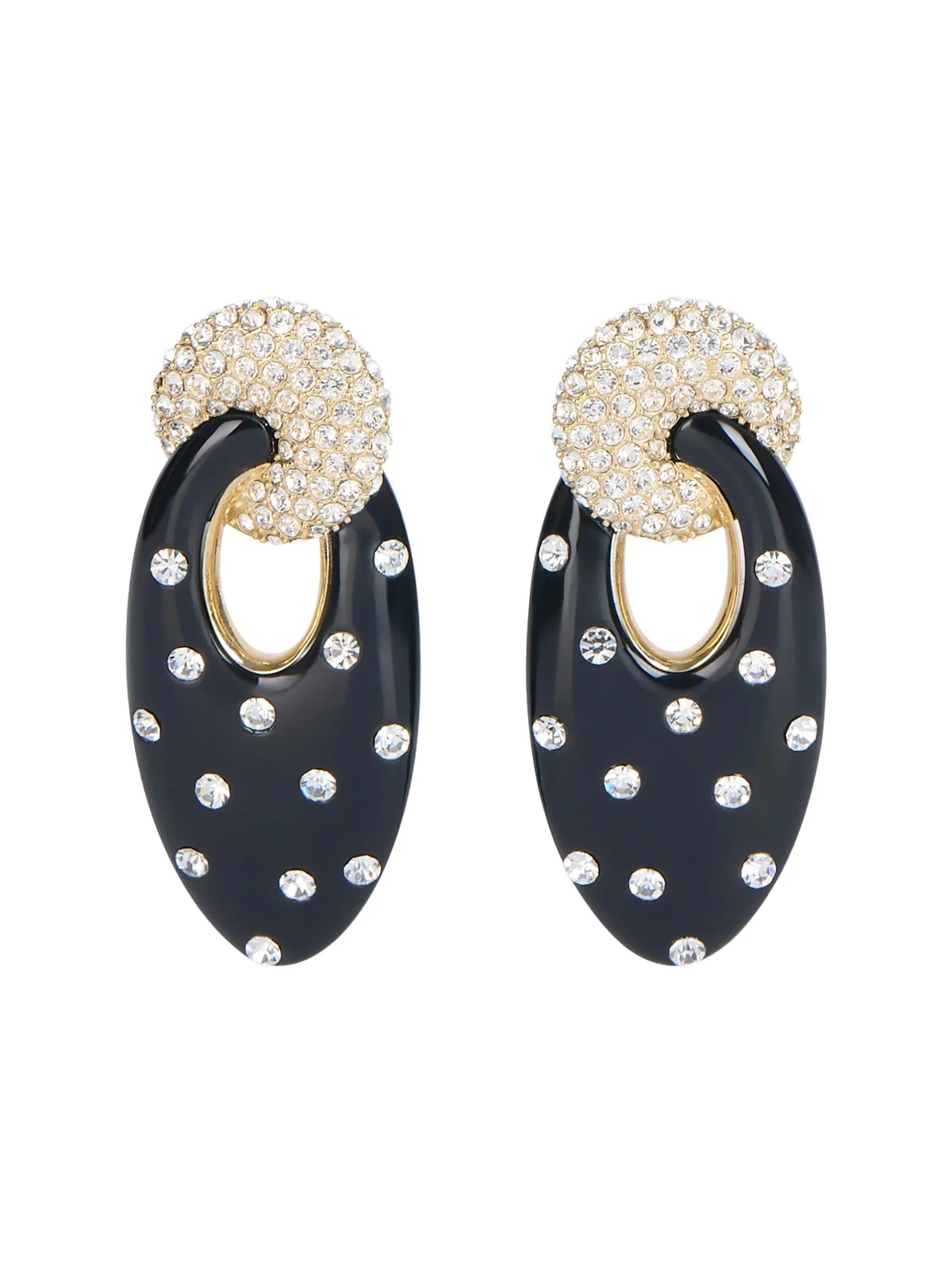 Lacquered brass Organic earrings with crystals Lacquered brass Organic earrings with crystals