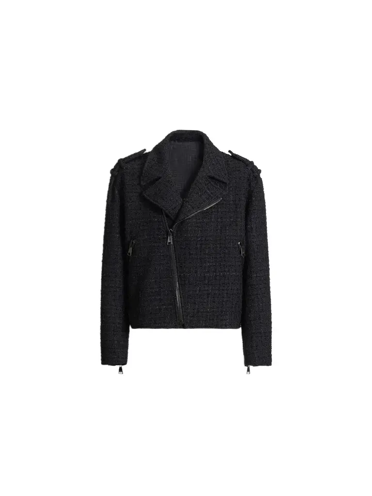 Balmain Tweed biker jacket | Image 1 Balmain Tweed biker jacket | Image 1