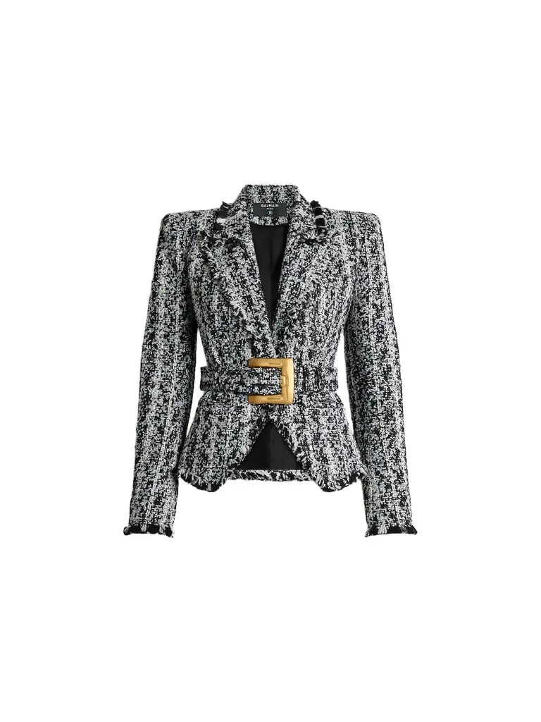 Balmain Two-tone tweed belted jacket | Image 1 Balmain Two-tone tweed belted jacket | Image 1