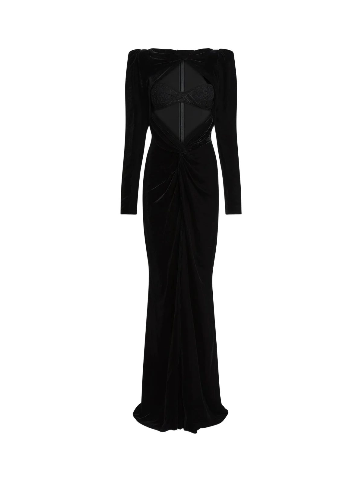 Long velvet and lace dress