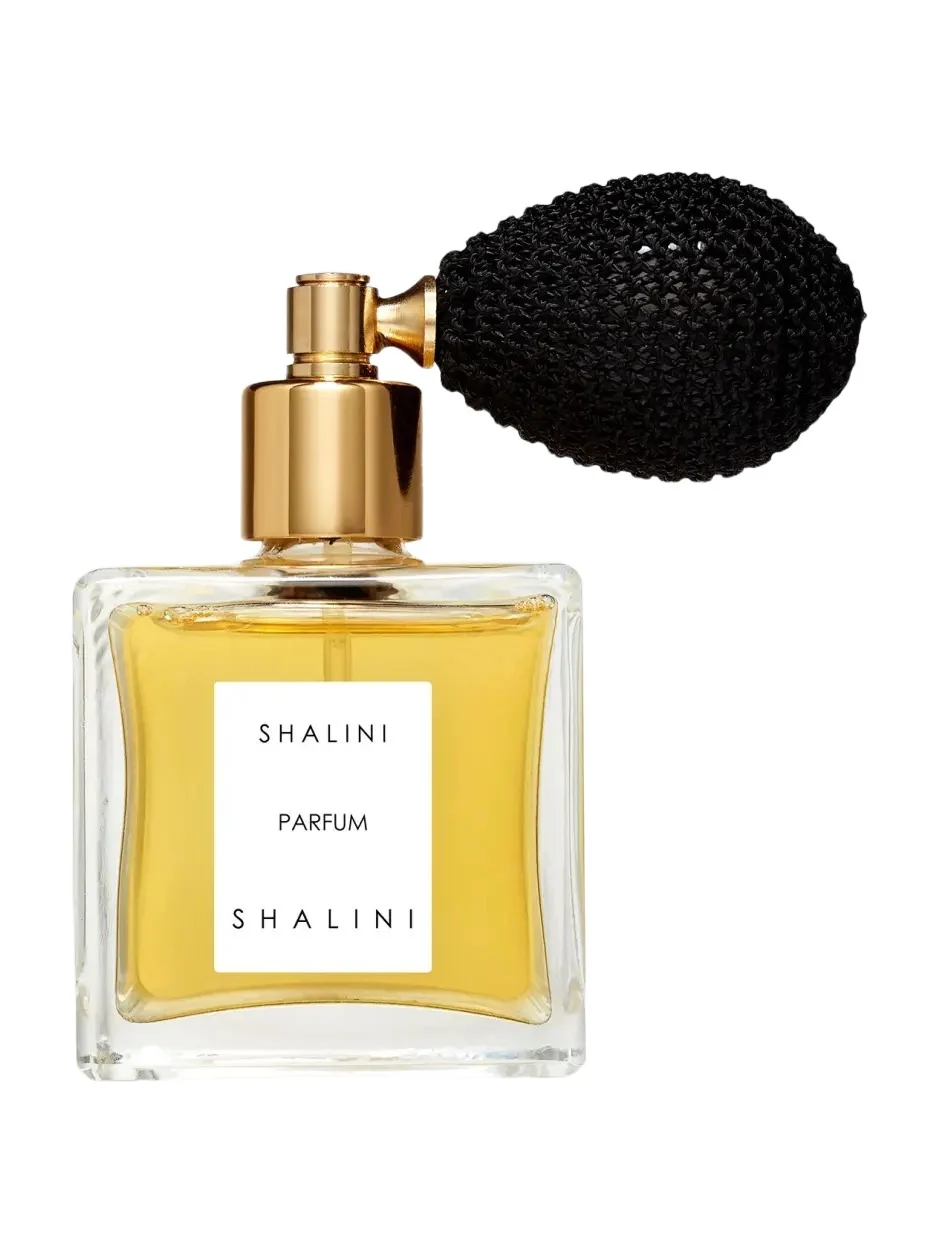 Shalini Parfum Cubique Glass Bottle with Black Bulb Atomizer, 1.7 oz. 50 mL