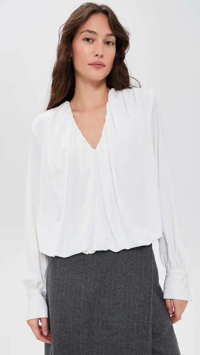 Vince V Neck Bubble Top | Thumbnail 2