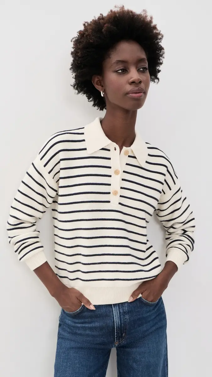 Marine Layer Mid Gauge Rugby Polo Pullover | Thumbnail 2 Marine Layer Mid Gauge Rugby Polo Pullover | Thumbnail 2