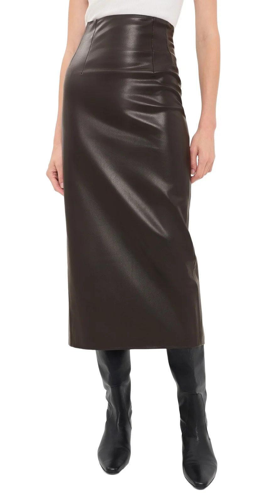 Faux Leather High Waist Curve Skirt Faux Leather High Waist Curve Skirt
