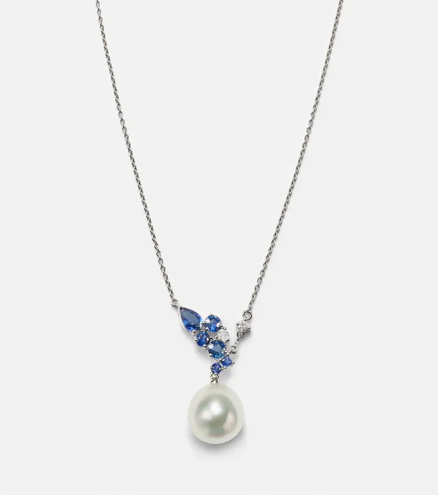 Bucherer Fine Jewellery Romance 18kt white gold necklace with sapphires, diamonds, and pearl | Thumbnail 3