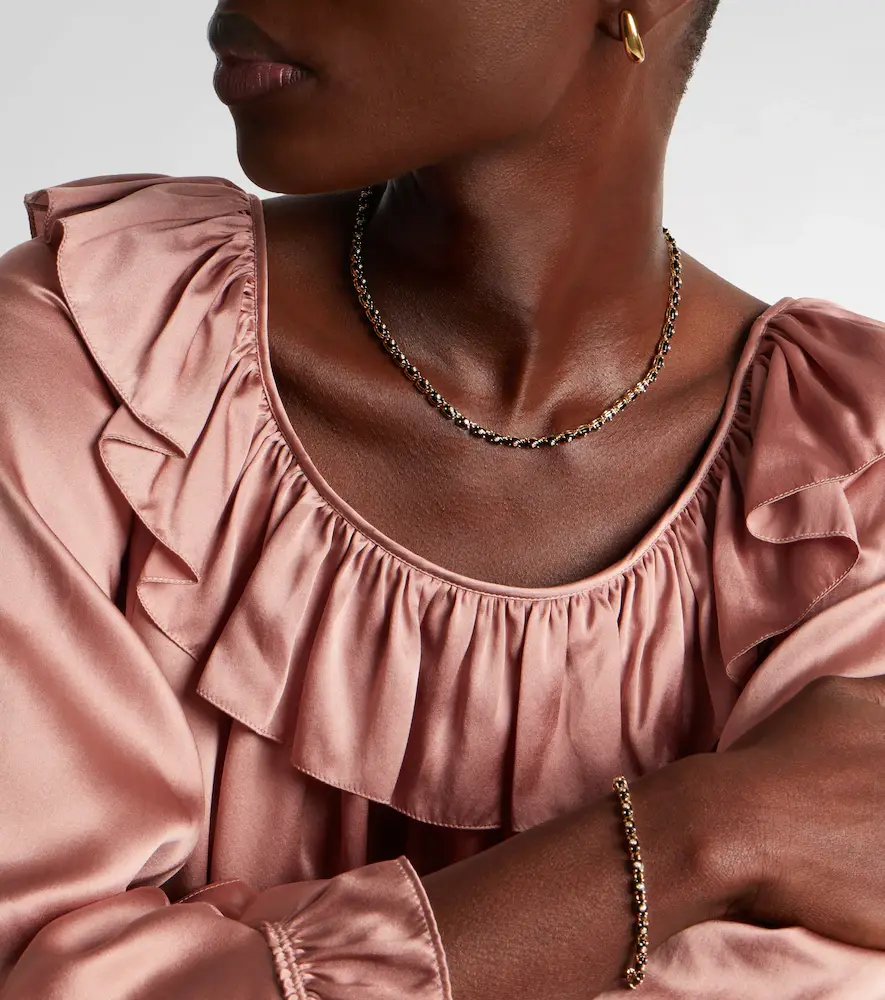 Sydney Evan Tiny Carved Stone 14kt gold necklace with onyxes and diamonds | Thumbnail 4