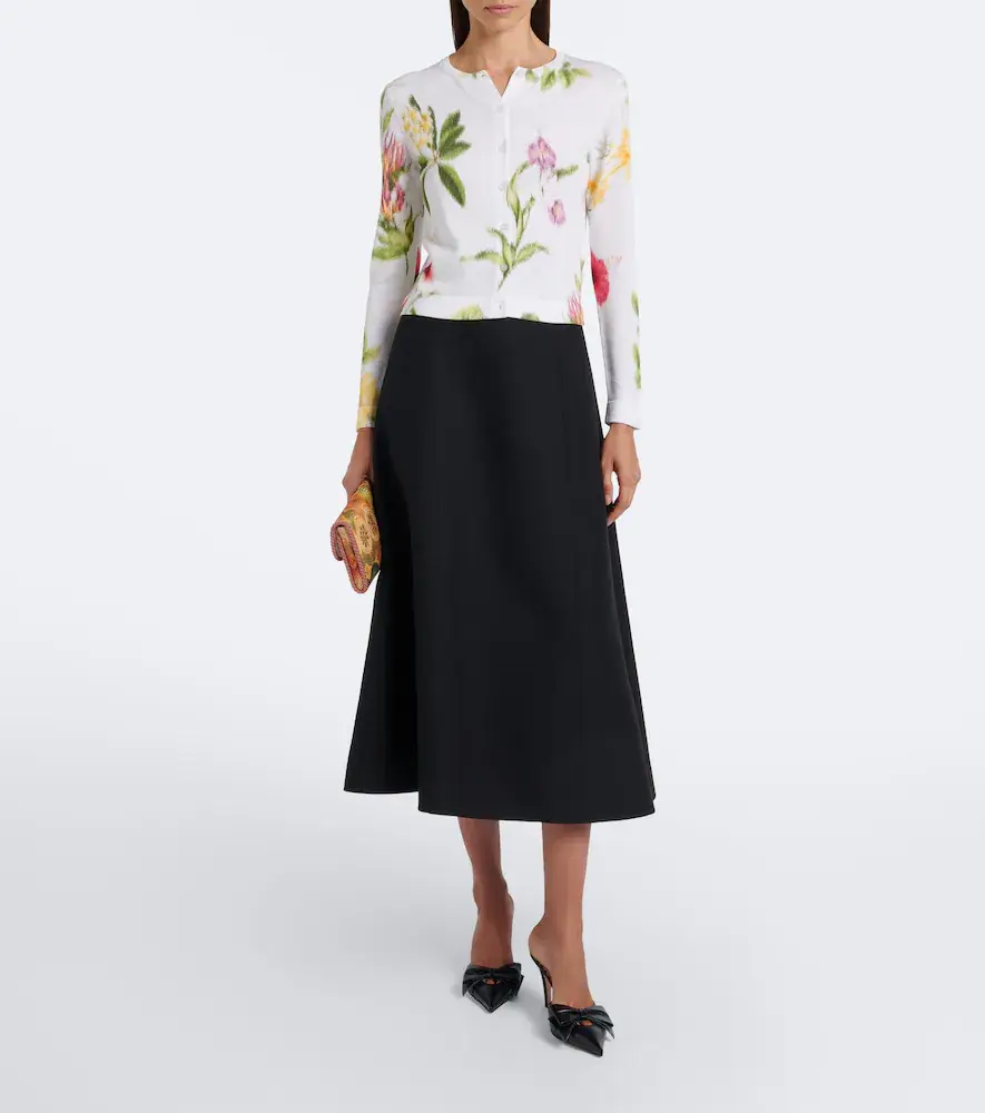 Oscar de la Renta Floral jacquard cotton-blend cardigan | Thumbnail 5