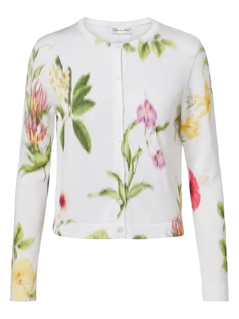 Floral jacquard cotton-blend cardigan Floral jacquard cotton-blend cardigan