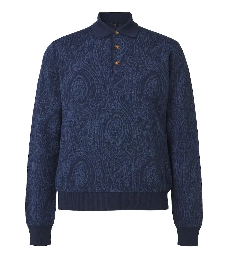 Etro Paisley wool-blend polo sweater