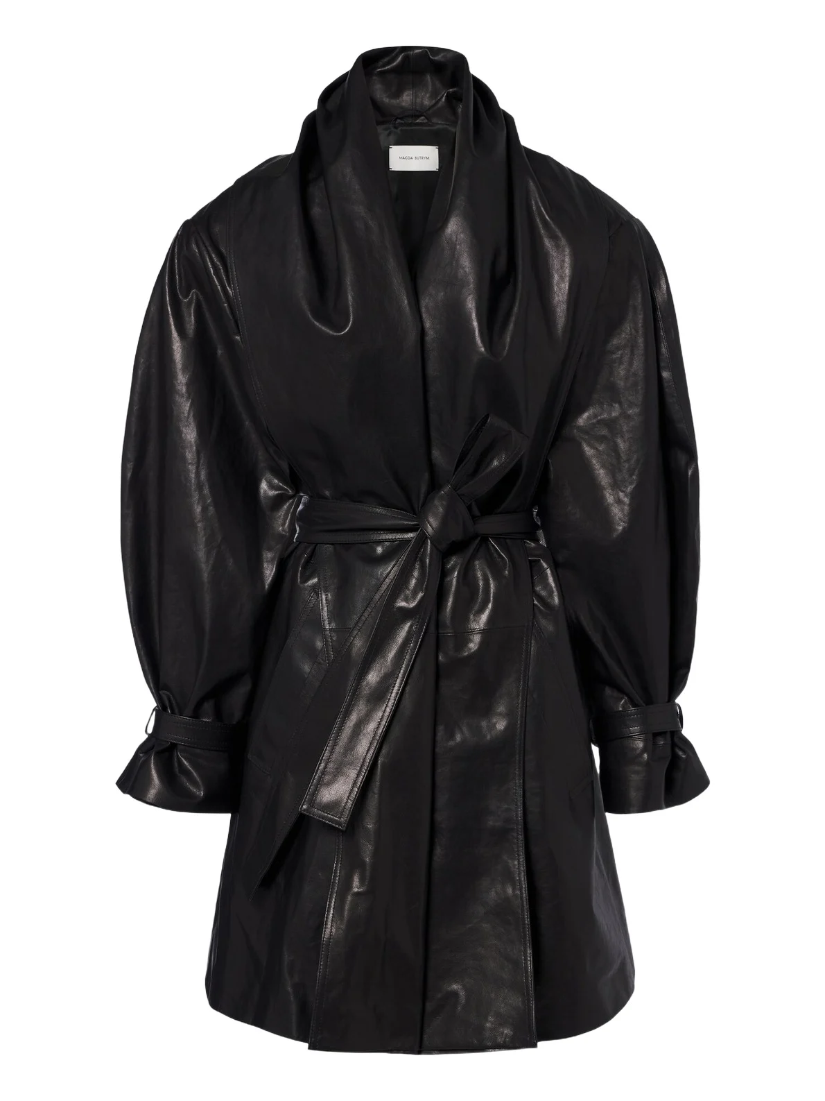 Belted draped leather jacket Belted draped leather jacket