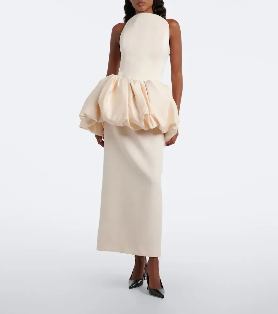Magda Butrym Draped peplum cotton and silk midi dress | Thumbnail 6 Magda Butrym Draped peplum cotton and silk midi dress | Thumbnail 6