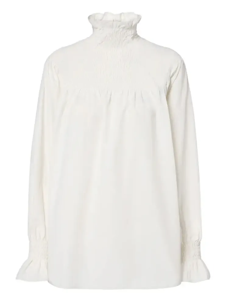 Shirred high-neck blouse Shirred high-neck blouse