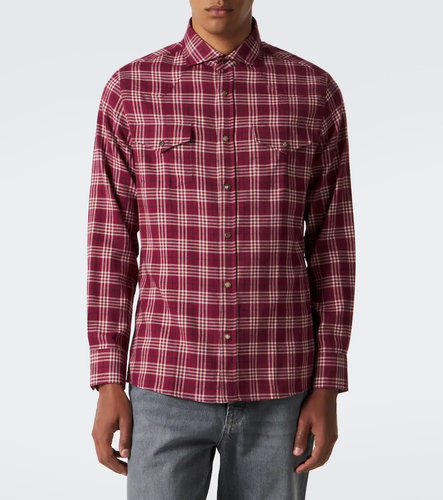 Brunello Cucinelli Checked cotton-blend flannel shirt | Thumbnail 2 Brunello Cucinelli Checked cotton-blend flannel shirt | Thumbnail 2