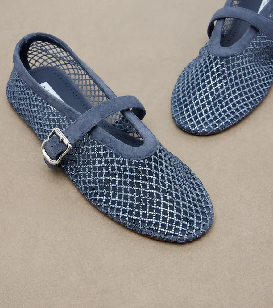 Alaïa Alaïa Embellished fishnet Mary Jane flats | Thumbnail 3