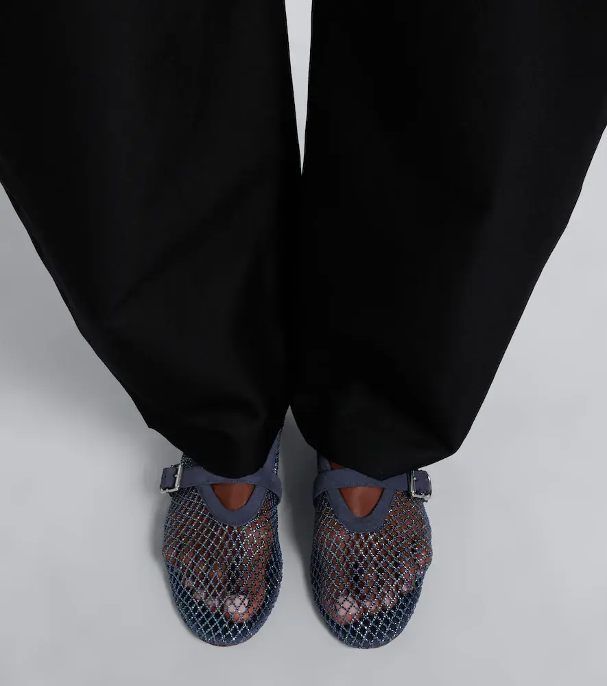 Alaïa Alaïa Embellished fishnet Mary Jane flats | Thumbnail 5