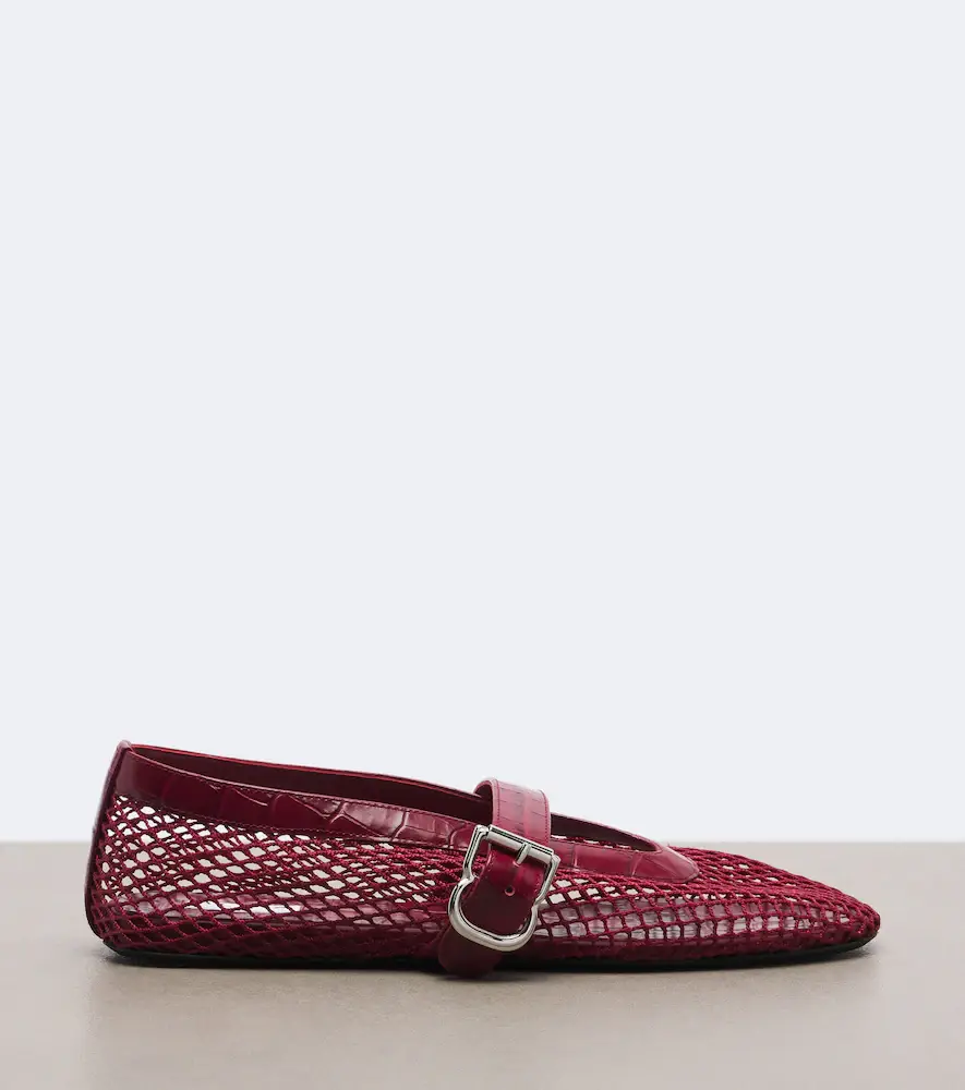 Alaïa Alaïa Croc-effect fishnet ballet flats | Thumbnail 2