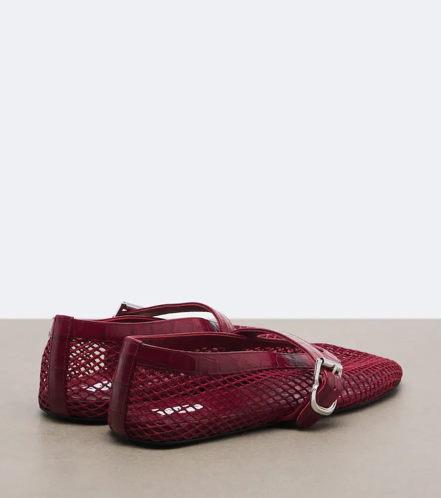 Alaïa Alaïa Croc-effect fishnet ballet flats | Thumbnail 4