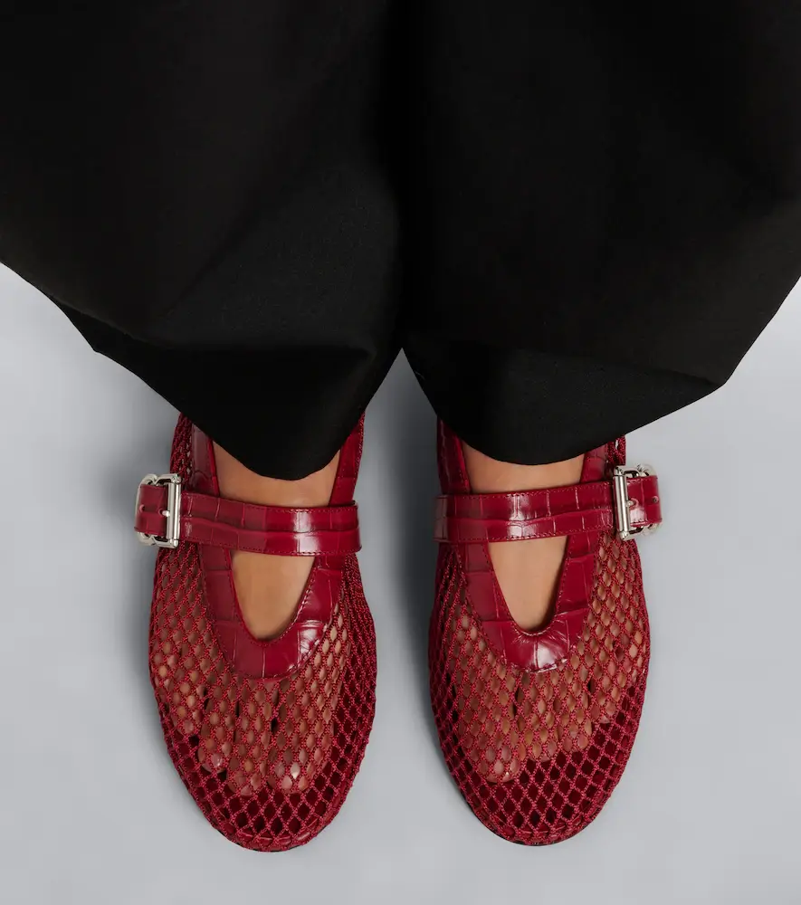 Alaïa Alaïa Croc-effect fishnet ballet flats | Thumbnail 6
