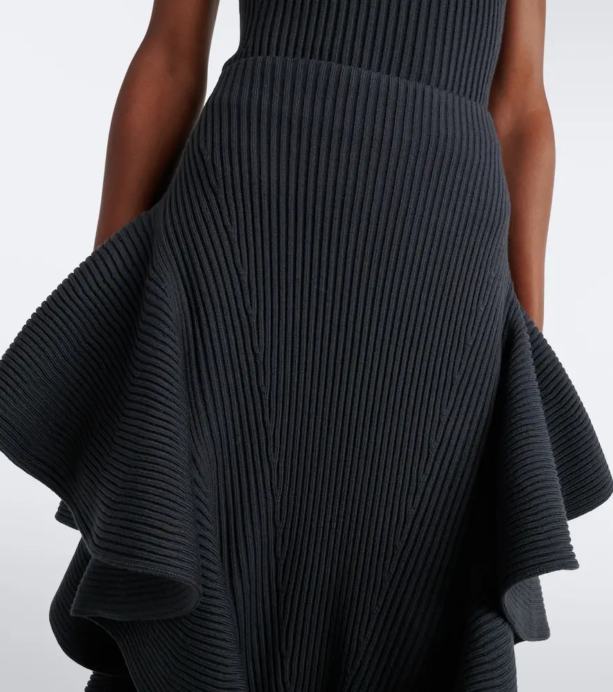 Alaïa Alaïa Ribbed-knit ruffled wool-blend midi skirt | Thumbnail 5 Alaïa Alaïa Ribbed-knit ruffled wool-blend midi skirt | Thumbnail 5
